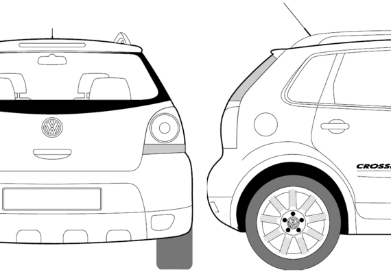 Volkswagen Cross Polo (2008) - Фольцваген - чертежи, габариты, рисунки автомобиля