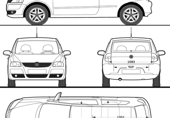 Volkswagen Fox (2011) - Фольцваген - чертежи, габариты, рисунки автомобиля