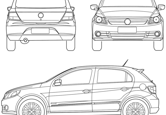 Volkswagen Gol G5 (2010) - Фольцваген - чертежи, габариты, рисунки автомобиля