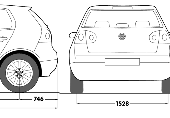Volkswagen Golf (2006) - Фольцваген - чертежи, габариты, рисунки автомобиля