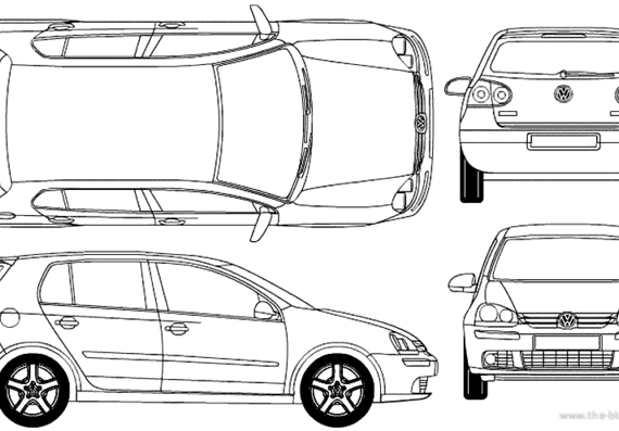 Volkswagen Golf 5 (2005) - Фольцваген - чертежи, габариты, рисунки автомобиля