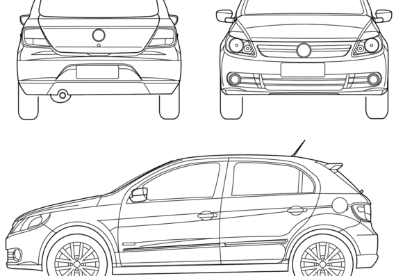 Volkswagen Golf 5 (2009) - Фольцваген - чертежи, габариты, рисунки автомобиля