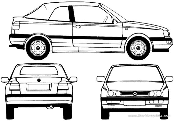 Volkswagen Golf Convertible (1995) - Фольцваген - чертежи, габариты, рисунки автомобиля