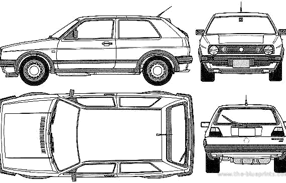 Volkswagen Golf GTI 16v (1988) - Фольцваген - чертежи, габариты, рисунки автомобиля