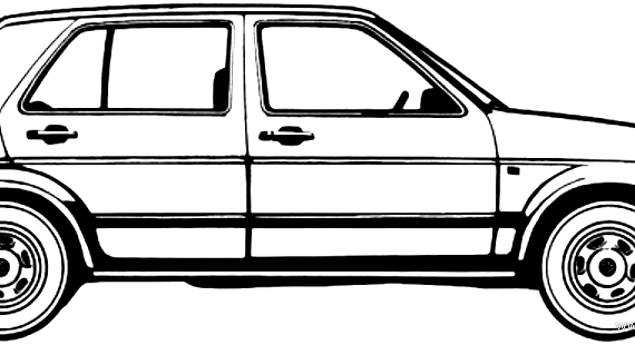 Volkswagen Golf Mk.II 1.3 5-Door (1988) - Фольцваген - чертежи, габариты, рисунки автомобиля