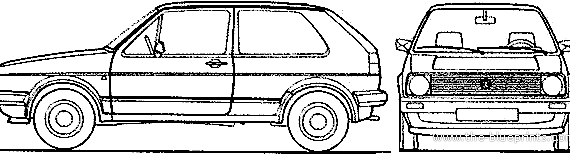 Volkswagen Golf Mk.II 3-Door (1976) - Фольцваген - чертежи, габариты, рисунки автомобиля