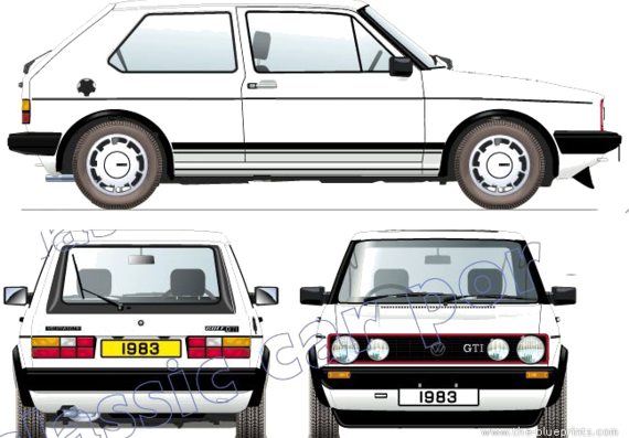 Volkswagen Golf Mk.I GTi (1983) - Фольцваген - чертежи, габариты, рисунки автомобиля