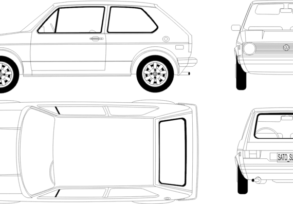 Volkswagen Golf Mk. 1 (1975) - Фольцваген - чертежи, габариты, рисунки автомобиля
