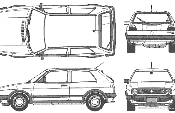 Volkswagen Golf Mk. 2 (3-door) - Фольцваген - чертежи, габариты, рисунки автомобиля