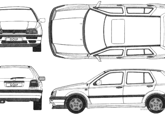 Volkswagen Golf Mk. 3 5-Door GL - Фольцваген - чертежи, габариты, рисунки автомобиля