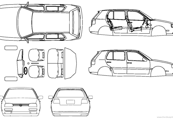 Volkswagen Golf Mk. 3 (5-door) - Фольцваген - чертежи, габариты, рисунки автомобиля