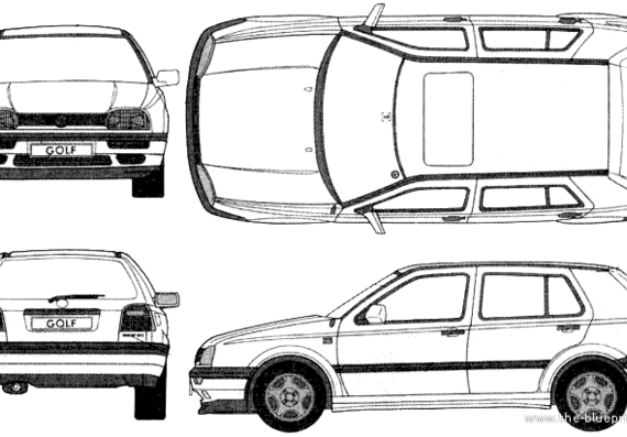 Volkswagen Golf Mk. 3 GL (1993) - Фольцваген - чертежи, габариты, рисунки автомобиля