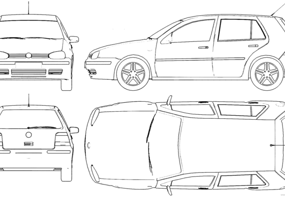 Volkswagen Golf Mk. 4 (1999) - Фольцваген - чертежи, габариты, рисунки автомобиля