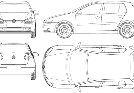 Volkswagen Golf Mk. 5 (2004) - Фольцваген - чертежи, габариты, рисунки автомобиля