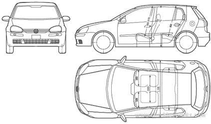 Volkswagen Golf Mk. 5 (5-door) - Фольцваген - чертежи, габариты, рисунки автомобиля