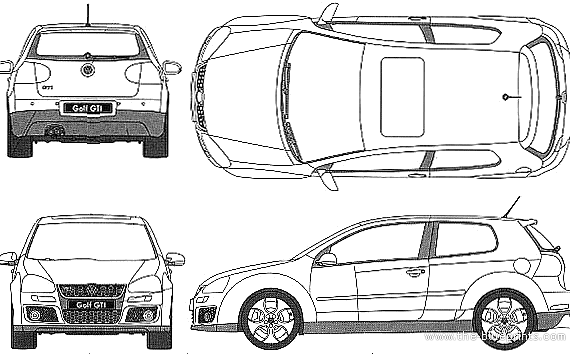 Volkswagen Golf Mk. 5 GTi - Фольцваген - чертежи, габариты, рисунки автомобиля