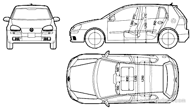 Volkswagen Golf Mk. 5 GTi 5-Door (2005) - Фольцваген - чертежи, габариты, рисунки автомобиля