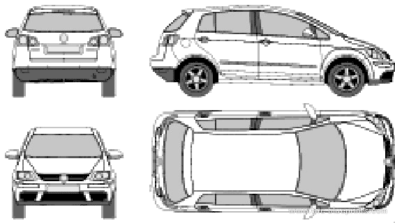 Volkswagen Golf Plus (2007) - Фольцваген - чертежи, габариты, рисунки автомобиля