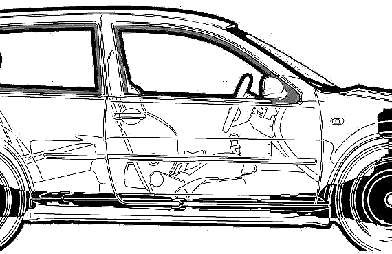 Volkswagen Golf R32 (2004) - Фольцваген - чертежи, габариты, рисунки автомобиля
