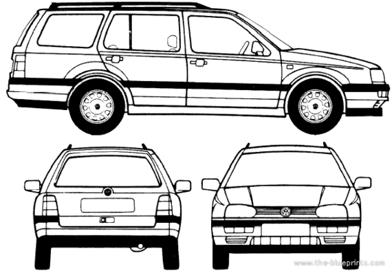Volkswagen Golf Variant (1995) - Фольцваген - чертежи, габариты, рисунки автомобиля