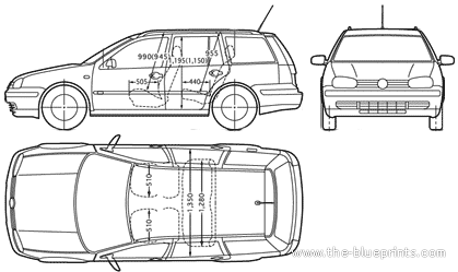 Volkswagen Golf Wagon Mk. IV (2005) - Фольцваген - чертежи, габариты, рисунки автомобиля