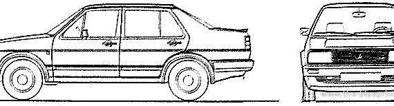 Volkswagen Jetta (1985) - Фольцваген - чертежи, габариты, рисунки автомобиля
