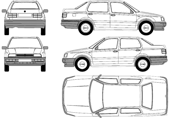 Volkswagen Jetta (1993) - Фольцваген - чертежи, габариты, рисунки автомобиля