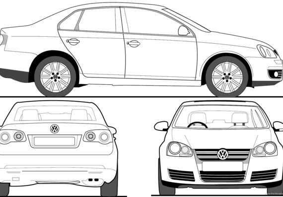 Volkswagen Jetta (2008) - Фольцваген - чертежи, габариты, рисунки автомобиля