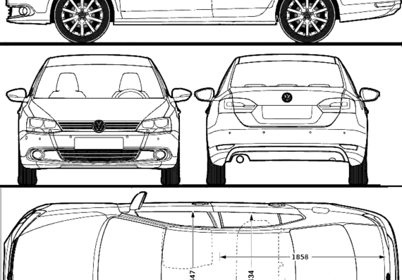 Volkswagen Jetta Mk.VI (2011) - Фольцваген - чертежи, габариты, рисунки автомобиля