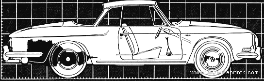 Volkswagen Karmann-Ghia 1500 (1963) - Фольцваген - чертежи, габариты, рисунки автомобиля
