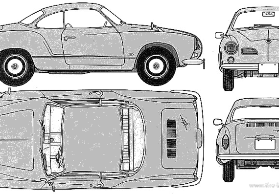 Volkswagen Karmann-Ghia (1966) - Фольцваген - чертежи, габариты, рисунки автомобиля