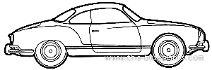 Volkswagen Karmann Ghia (1961) - Фольцваген - чертежи, габариты, рисунки автомобиля