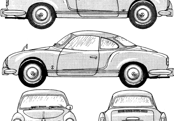 Volkswagen Karmann Ghia Coupe - Фольцваген - чертежи, габариты, рисунки автомобиля