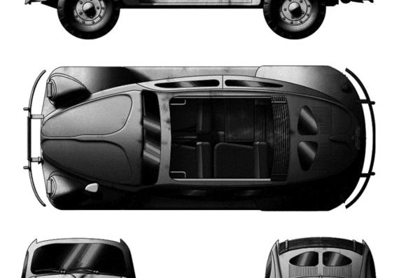 Volkswagen Kdf Wagen Type 87 (1942) - Фольцваген - чертежи, габариты, рисунки автомобиля