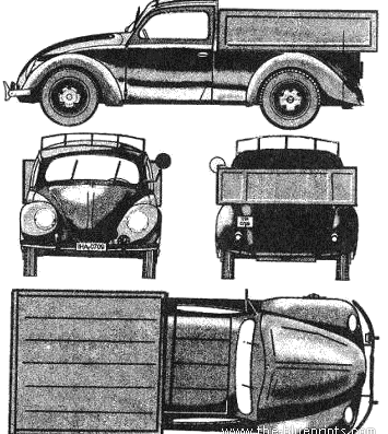 Volkswagen Kdf Wagen type 825 (1968) - Фольцваген - чертежи, габариты, рисунки автомобиля
