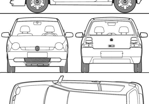 Volkswagen Lupo (1999) - Фольцваген - чертежи, габариты, рисунки автомобиля