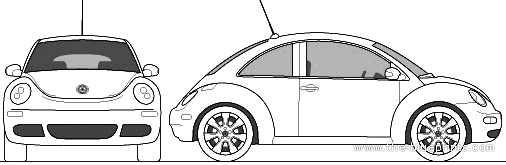 Volkswagen New Beetle (2010) - Фольцваген - чертежи, габариты, рисунки автомобиля