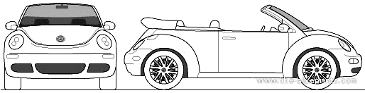 Volkswagen New Beetle Convertible (2010) - Фольцваген - чертежи, габариты, рисунки автомобиля