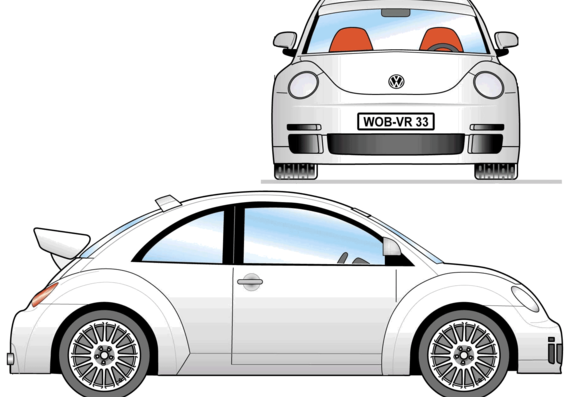 Volkswagen New Beetle RSi (2000) - Фольцваген - чертежи, габариты, рисунки автомобиля