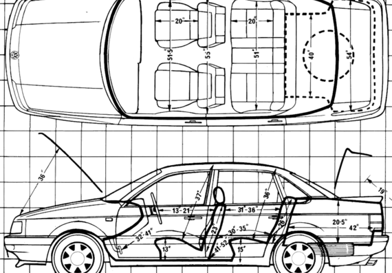 Volkswagen Passat 1.8 GT (1988) - Folzwagen - drawings, dimensions, pictures of the car