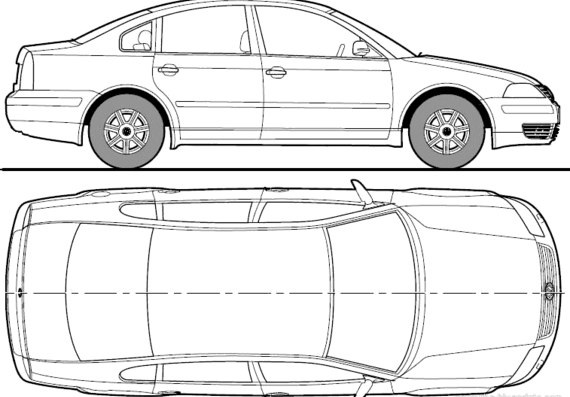 Volkswagen Passat (2003) - Фольцваген - чертежи, габариты, рисунки автомобиля