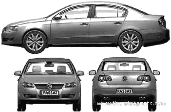 Volkswagen Passat (2006) - Фольцваген - чертежи, габариты, рисунки автомобиля