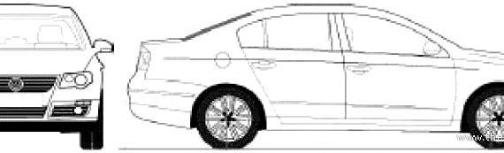 Volkswagen Passat (2007) - Фольцваген - чертежи, габариты, рисунки автомобиля
