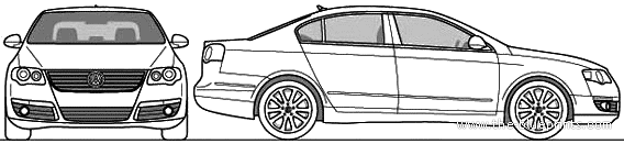 Volkswagen Passat (2010) - Фольцваген - чертежи, габариты, рисунки автомобиля