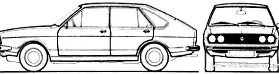 Volkswagen Passat 5-Door TS (1974) - Фольцваген - чертежи, габариты, рисунки автомобиля