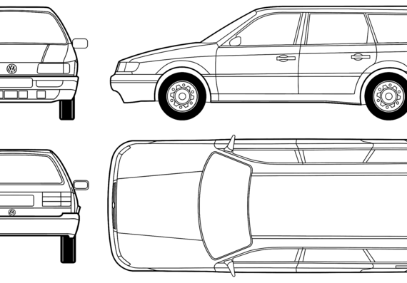 Volkswagen Passat B4 Variant - Фольцваген - чертежи, габариты, рисунки автомобиля