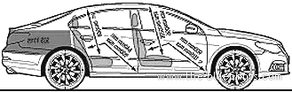 Volkswagen Passat CC 1.8 TSI (2008) - Фольцваген - чертежи, габариты, рисунки автомобиля