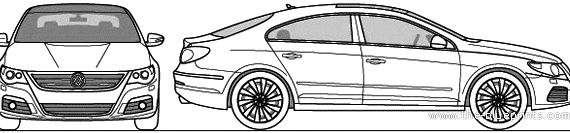 Volkswagen Passat CC (2010) - Фольцваген - чертежи, габариты, рисунки автомобиля