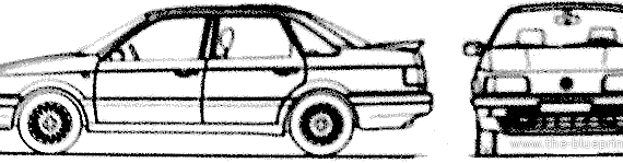 Volkswagen Passat GT (1991) - Фольцваген - чертежи, габариты, рисунки автомобиля