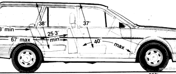 Volkswagen Passat Mk.II 2.0 GL5 Variant (1986) - Фольцваген - чертежи, габариты, рисунки автомобиля